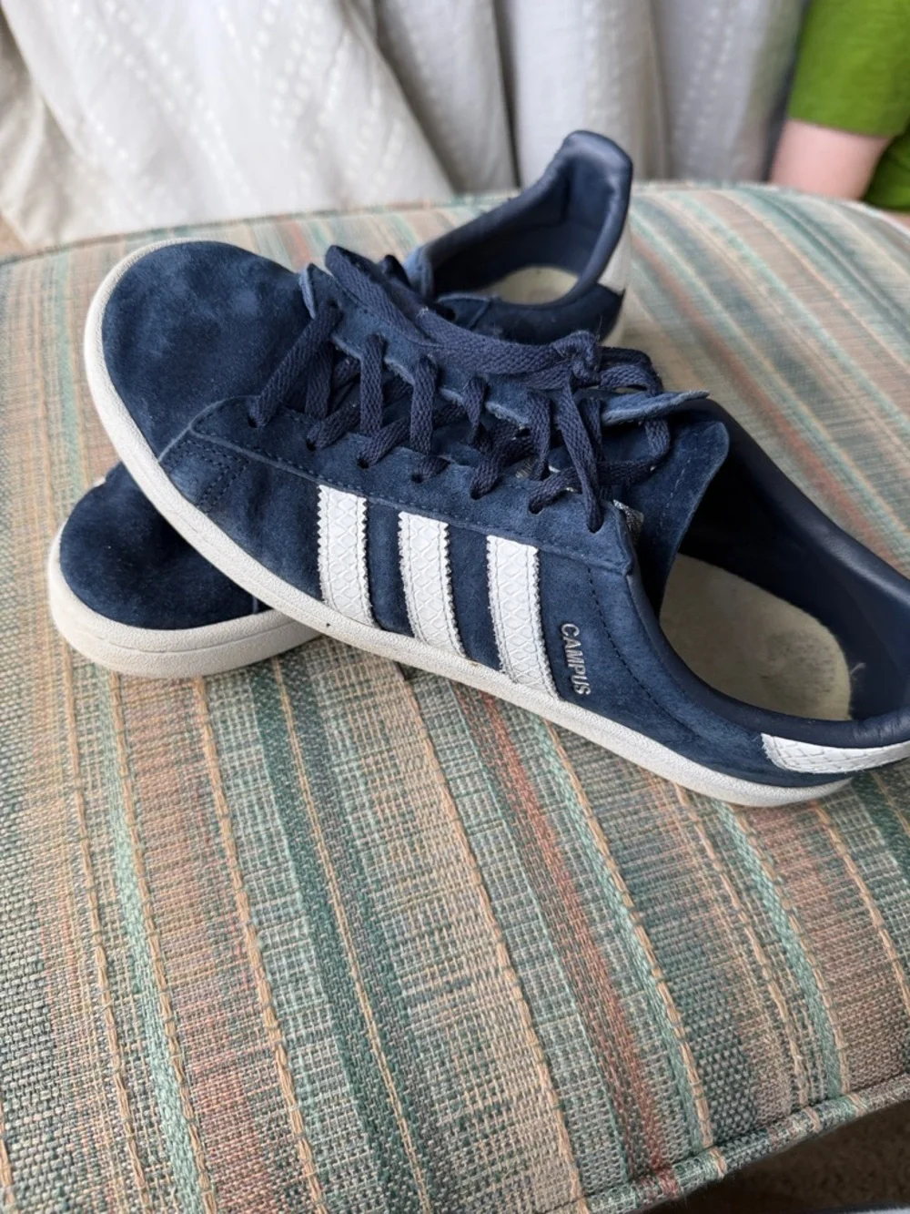 adidas Navy Suede Sneakers with White Stripes - Picture 2 of 4